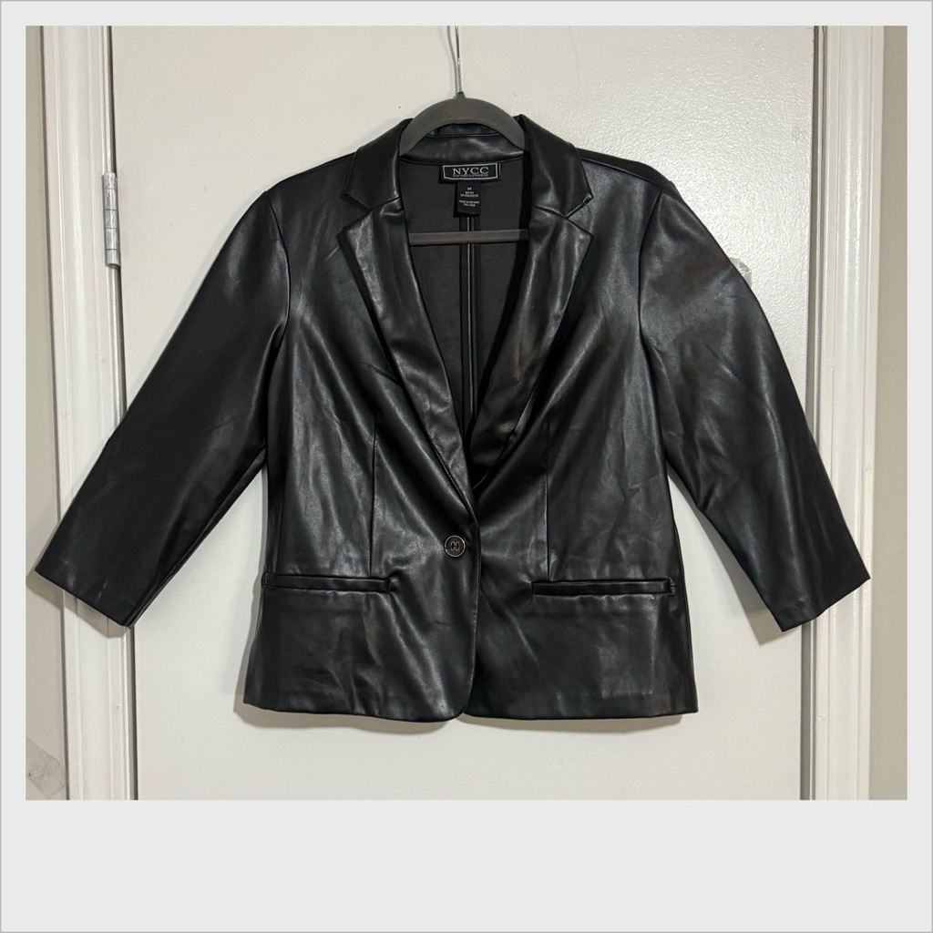Nyc Black Faux Leather Blazer Jacket